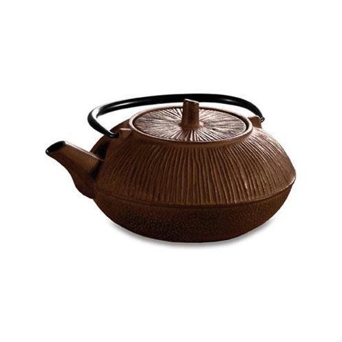 Primula Brown Ribbed 28 Ounce Cast Iron Teapot
