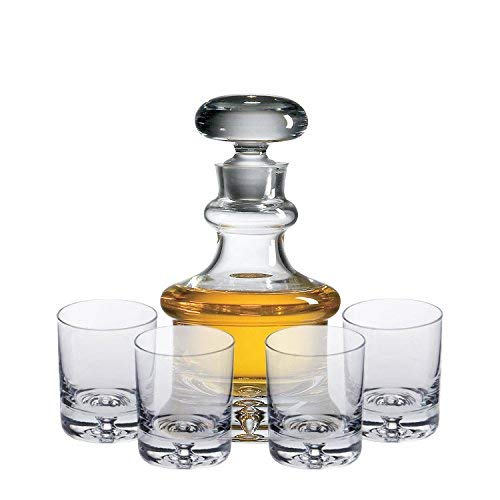 Ravenscroft Crystal 125th Anniversary Larchmont Decanter Gift Set, Includes One (1) 30-ounce Decanter and Four (4) 10.5-ounce DOF Tumbler Glasses.