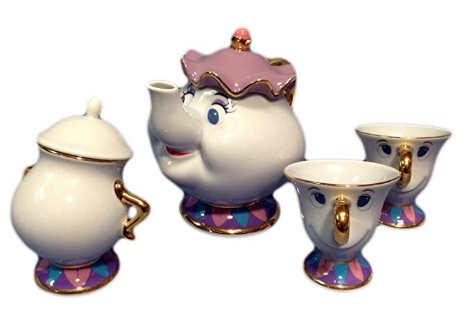 Disney Resort limited release ' Beauty and the Beast ' Mrs. Potts and Chip teapot set ™ Mrs. Potts of pot u0026 chip of tea cup u0026 sugar pot