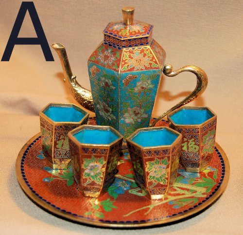 Cloisonne Chinese Tea Set Different Styles, 3 Styles to Choose By Your Own (Style A)