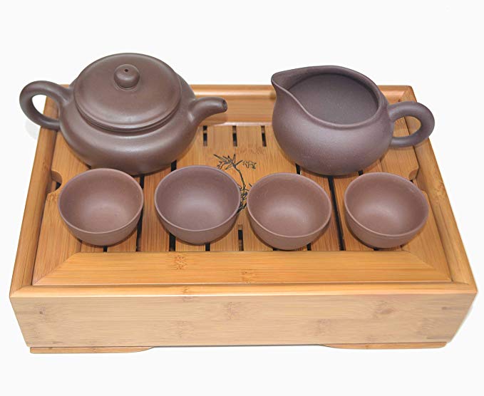 Mozentea chinese purple clay kung/gong fu tea Zisha set 1 tea tray 1 teapot 4 tea cup
