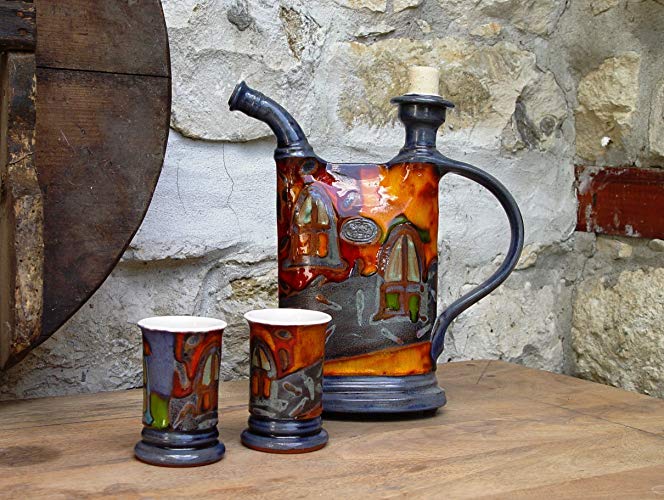 Pottery Set - Earthen Pitcher with Mugs