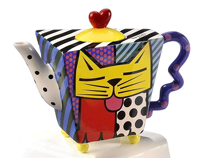 Romero Britto Yellow Cat Square Teapot